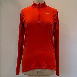 Nike Fit Dry Womens Red Long Sleeve 1/4 Zip Pullover w Reflective / Size S